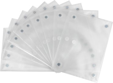 Magnettasche A4 mit 4 aufgeschweißten Magneten und Klettverschluss, Farbe: transparent natur – 10 Stück