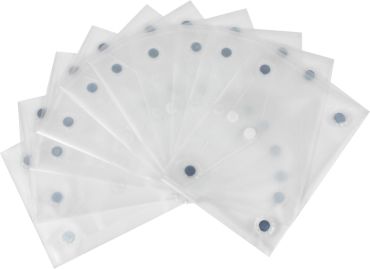 Magnettasche A5 mit 4 aufgeschweißten Magneten und Klettverschluss, Farbe: transparent natur – 10 Stück