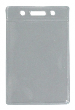 Ausweishülle / Kartenhalter  / Kunststoffhalter, für Namenschilder, vertikal tragbar, Langloch, zwei Rundlöchern, Farbe: transparent - 100 Stück