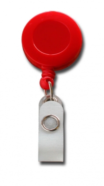 JOJO – Ausweishalter Ausweisclip Schlüsselanhänger, runde Form, Gürtelclip, Druckknopfschlaufe, Farbe rot - 100 Stück