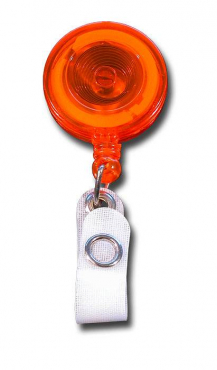 JOJO – Ausweishalter Ausweisclip Schlüsselanhänger, runde Form, Gürtelclip, Druckknopfschlaufe, Farbe transparent orange - 100 Stück