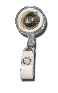 JOJO – Ausweishalter Ausweisclip Schlüsselanhänger, runde Form, Gürtelclip, Druckknopfschlaufe, Farbe transparent klar - 10 Stück