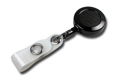 JOJO – Ausweishalter Ausweisclip Schlüsselanhänger, runde Form, Gürtelclip, Druckknopfschlaufe, Farbe Schwarz - 10 Stück