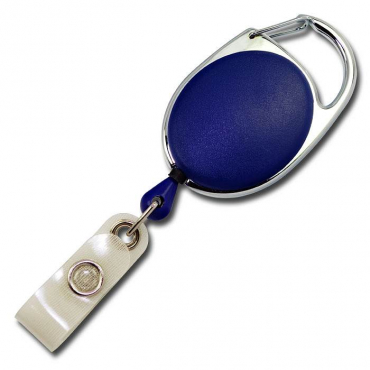 JOJO – Ausweishalter Ausweisclip Schlüsselanhänger ovale Form, Metallumrandung Druckknopfschlaufe, Farbe blau - 10 Stück