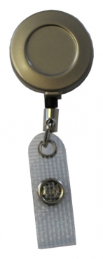 JOJO – Ausweishalter Ausweisclip Schlüsselanhänger, runde Form, aus Metall, Gürtelclip, Druckknopfschlaufe, Farbe matt silber - 10 Stück