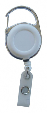 JOJO – Ausweishalter Ausweisclip Schlüsselanhänger runde Form Metallumrandung Druckknopfschlaufe Farbe weiß- 10 Stück