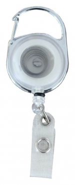 JOJO – Ausweishalter Ausweisclip Schlüsselanhänger runde Form Metallumrandung Druckknopfschlaufe Farbe transparent weiss- 10 Stück