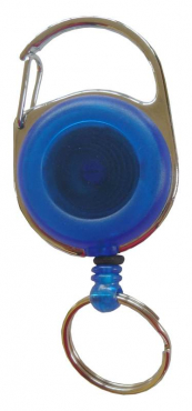 JOJO – Ausweishalter / Ausweisclip / Schlüsselanhänger mit runder Form, Metallumrandung, Gürtelclip, Schlüsselring, Farbe transparent blau- 10 Stück