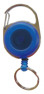JOJO – Ausweishalter / Ausweisclip / Schlüsselanhänger mit runder Form, Metallumrandung, Gürtelclip, Schlüsselring, Farbe transparent blau- 100 Stück