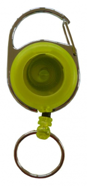 JOJO – Ausweishalter / Ausweisclip / Schlüsselanhänger mit runder Form, Metallumrandung, Gürtelclip, Schlüsselring, Farbe transparent gelb- 10 Stück