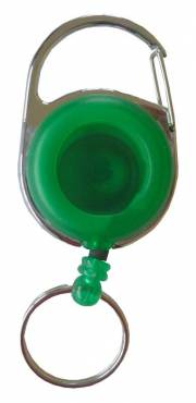 JOJO – Ausweishalter / Ausweisclip / Schlüsselanhänger mit runder Form, Metallumrandung, Gürtelclip, Schlüsselring, Farbe transparent grün - 10 Stück