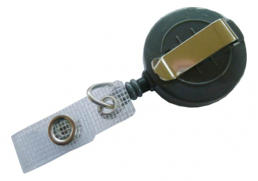 JOJO – Ausweishalter Ausweisclip Schlüsselanhänger, runde Form, Gürtelclip, Druckknopfschlaufe, Farbe grau - 100 Stück
