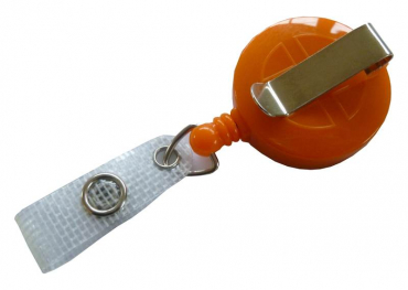 JOJO – Ausweishalter Ausweisclip Schlüsselanhänger, runde Form, Gürtelclip, Druckknopfschlaufe, Farbe orange - 100 Stück