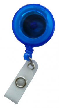 JOJO – Ausweishalter Ausweisclip Schlüsselanhänger, runde Form, Gürtelclip, Druckknopfschlaufe, Farbe transparent Blau - 100 Stück