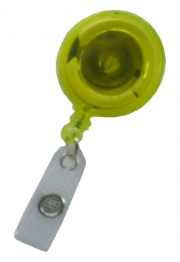 JOJO – Ausweishalter Ausweisclip Schlüsselanhänger, runde Form, Gürtelclip, Druckknopfschlaufe, Farbe transparent gelb - 100 Stück