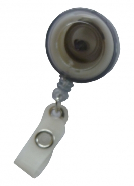 JOJO – Ausweishalter Ausweisclip Schlüsselanhänger, runde Form, Gürtelclip, Druckknopfschlaufe, Farbe transparent rauch - 100 Stück