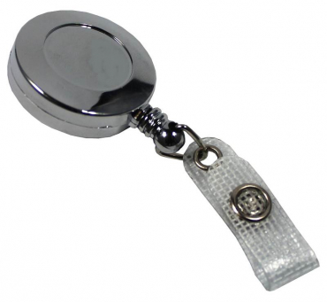 JOJO – Ausweishalter Ausweisclip Schlüsselanhänger, runde Form, Gürtelclip, Druckknopfschlaufe, Farbe silber - 10 Stück
