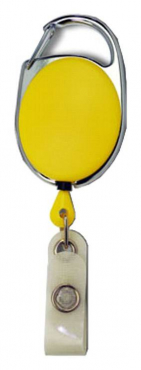 JOJO – Ausweishalter Ausweisclip Schlüsselanhänger ovale Form, Metallumrandung Druckknopfschlaufe, Farbe gelb - 10 Stück