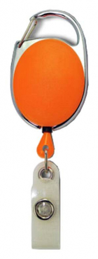 JOJO – Ausweishalter Ausweisclip Schlüsselanhänger ovale Form, Metallumrandung Druckknopfschlaufe, Farbe orange - 10 Stück