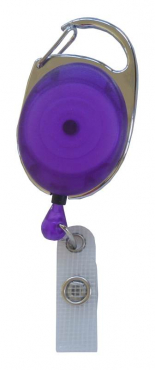 JOJO – Ausweishalter Ausweisclip Schlüsselanhänger ovale Form, Metallumrandung Druckknopfschlaufe, Farbe transparent lila - 10 Stück