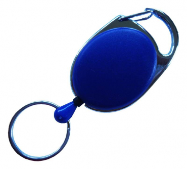 JOJO – Ausweishalter Ausweisclip Schlüsselanhänger ovale Form, Metallumrandung Schlüsselring, Farbe blau - 10 Stück