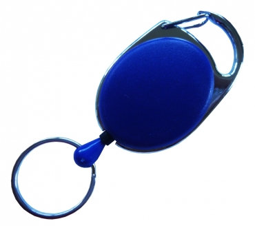 JOJO – Ausweishalter Ausweisclip Schlüsselanhänger ovale Form, Metallumrandung Schlüsselring, Farbe blau - 100 Stück