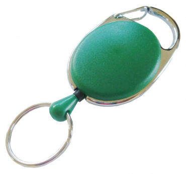JOJO – Ausweishalter Ausweisclip Schlüsselanhänger ovale Form, Metallumrandung Schlüsselring, Farbe grün - 10 Stück