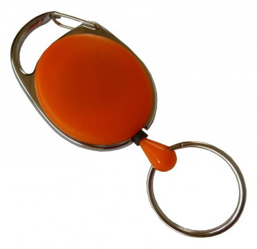 JOJO – Ausweishalter Ausweisclip Schlüsselanhänger ovale Form, Metallumrandung Schlüsselring, Farbe orange - 10 Stück