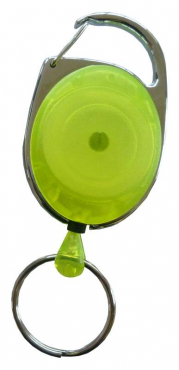 JOJO – Ausweishalter Ausweisclip Schlüsselanhänger ovale Form, Metallumrandung Schlüsselring, Farbe transparent gelb - 100 Stück