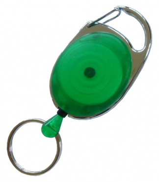 JOJO – Ausweishalter Ausweisclip Schlüsselanhänger ovale Form, Metallumrandung Schlüsselring, Farbe transparent grün - 100 Stück