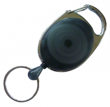 JOJO – Ausweishalter Ausweisclip Schlüsselanhänger ovale Form, Metallumrandung Schlüsselring, Farbe transparent schwarz - 100 Stück