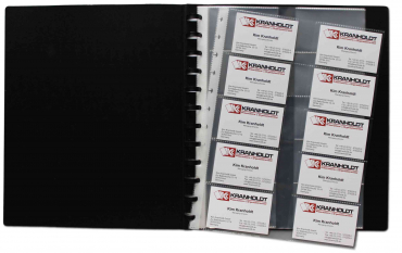 Visitenkartenbuch Flexzip A4 schwarz mit 10 auswechselbaren Hüllen für bis zu 400 Visitenkarten