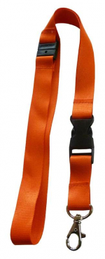 Umhängeband / Lanyards / Schlüsselanhänger aus Polyester mit drehbarem Karabinerhaken, mit Steckschnalle und Sicherheitsbruchstelle, Farbe: orange - 100 Bänder