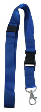 Umhängeband / Lanyards / Schlüsselanhänger aus Polyester mit drehbarem Karabinerhaken, mit Steckschnalle und Sicherheitsbruchstelle, Farbe: blau - 10 Bänder