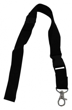 Umhängeband / Lanyards / Schlüsselanhänger aus Polyester mit drehbarem Karabinerhaken, mit Steckschnalle und Sicherheitsbruchstelle, Farbe: schwarz - 10 Bänder