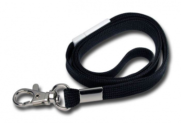 Umhängeband / Lanyards Schlüsselanhänger, aus weichem Polyester, mit drehbaren Karabinerhaken, Sicherheitsbruchstelle, Farbe: schwarz - 10 Bänder