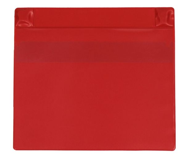 Magnettaschen Kennzeichnungstaschen A5 quer aus PVC-Weichfolie, mit Regenschutz und Neodym-Magneten, Farbe: rot – 10 Stück