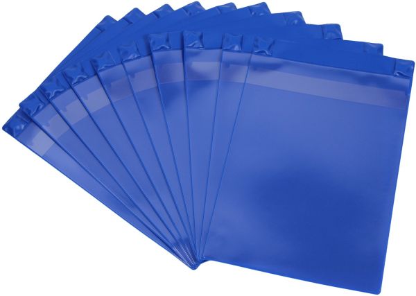 Magnettaschen Kennzeichnungstaschen A4 aus PVC-Weichfolie, mit Regenschutz und Neodym-Magneten, Farbe: blau – 10 Stück