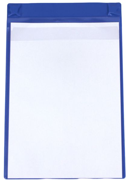 Magnettaschen Kennzeichnungstaschen A4 aus PVC-Weichfolie, mit Regenschutz und Neodym-Magneten, Farbe: blau – 10 Stück