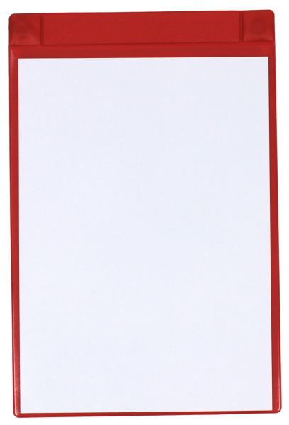 Magnettaschen Kennzeichnungstaschen A4 aus PVC-Weichfolie, mit Regenschutz und Neodym-Magneten, Farbe: rot – 10 Stück