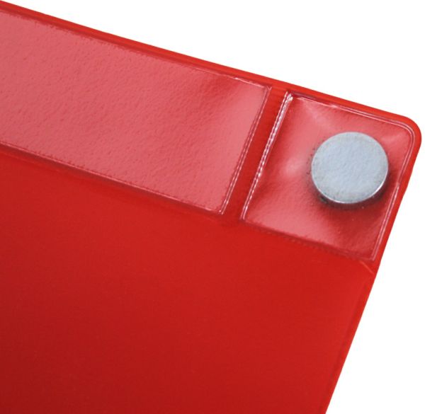 Magnettaschen Kennzeichnungstaschen A4 aus PVC-Weichfolie, mit Regenschutz und Neodym-Magneten, Farbe: rot – 10 Stück