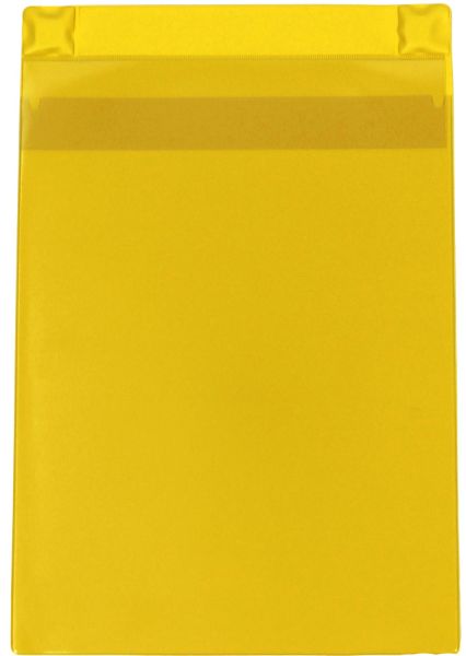 Magnettaschen Kennzeichnungstaschen A4 aus PVC-Weichfolie, mit Regenschutz und Neodym-Magneten, Farbe: gelb – 10 Stück
