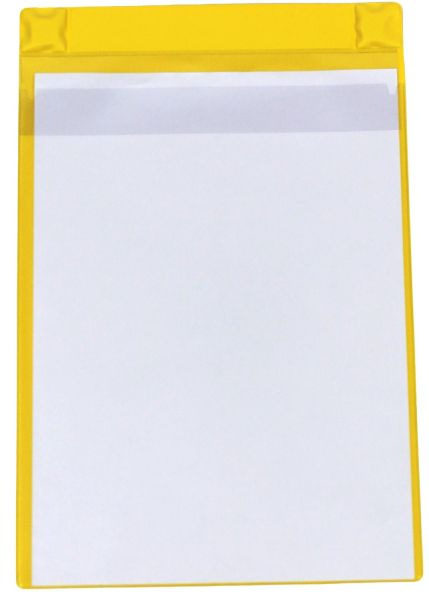 Magnettaschen Kennzeichnungstaschen A4 aus PVC-Weichfolie, mit Regenschutz und Neodym-Magneten, Farbe: gelb – 10 Stück