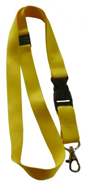 Umhängeband / Lanyards / Schlüsselanhänger aus Polyester mit drehbarem Karabinerhaken, mit Steckschnalle und Sicherheitsbruchstelle, Farbe: gelb- 100 Bänder