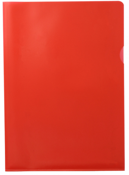 Sichthüllen / Aktenhüllen / Dokumentenhüllen A4, 120my, aus PP, mit Daumenaussparung, oben und seitlich offen, Farbe: transparent rot genarbt - 100 Stück