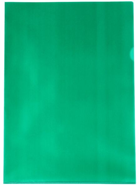Sichthüllen / Aktenhüllen / Dokumentenhüllen A4, 120my, aus PP, mit Daumenaussparung, oben und seitlich offen, Farbe: transparent grün genarbt - 100 Stück