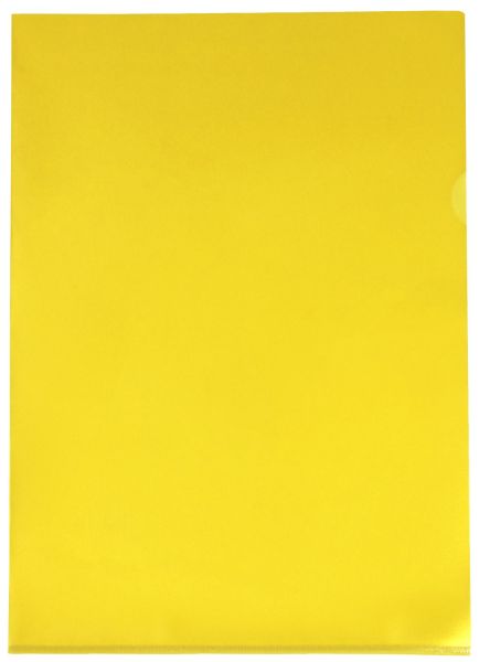 Sichthüllen / Aktenhüllen / Dokumentenhüllen A4, 120my, aus PP, mit Daumenaussparung, oben und seitlich offen, Farbe: transparent genarbt gelb - 100 Stück