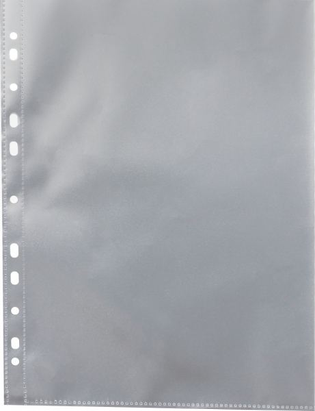 Prospekthülle A4 nachhaltig, Recycling PP 100 my, mit Abheftrand, Schmalseite oben offen, Farbe: transparent genarbt - 100 Stück