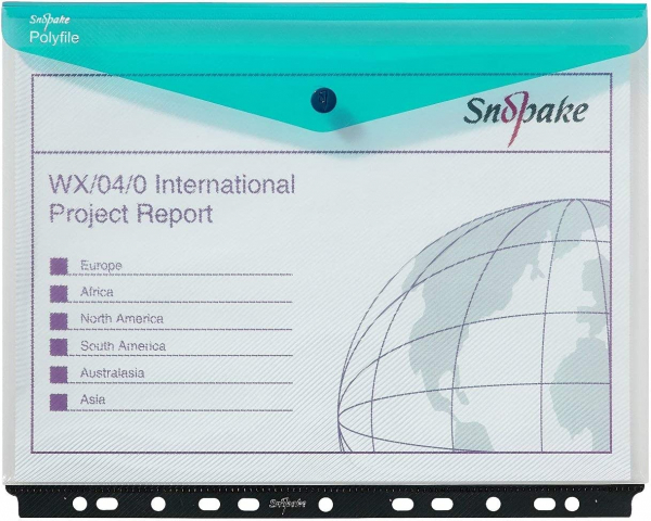 Snopake A4 Polyfile Ringbuchhülle quer, mit Abheftrand, mit Dehnfalte, Transparent Electra - 5 Stück