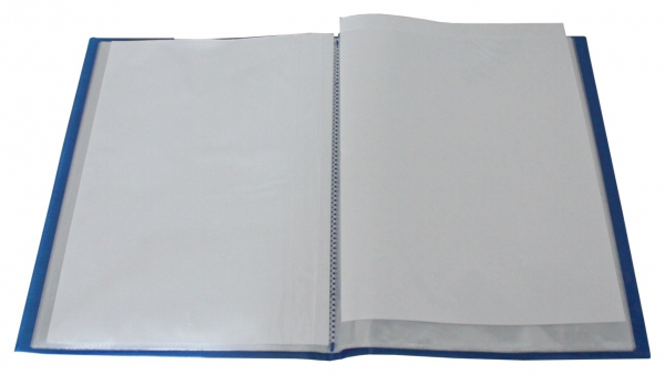 EXXO by HFP Flexibles Sichtbuch / Sichthüllenmappe / Soft-Schtbuch, A4, aus PP, mit 10 fest eingeschweißten und oben offenen Klarsichthüllen, mit Hülle auf dem Front- und Rückendeckel, Farbe: transparent blau – 1 Stück